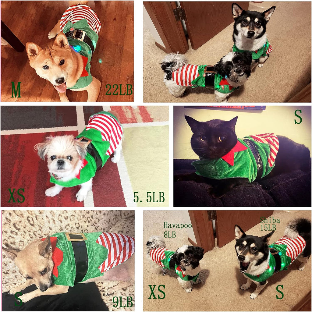 Christmas Dog Pajamas, Winter Warm Cute Holiday Theme Dog Onesie Jumpsuit Stretchy Doggie Sweater Puppy Clothes Outift Xmas Tiny Pet PJS for Small Dogs Cat Apparel (Green, X-Large)