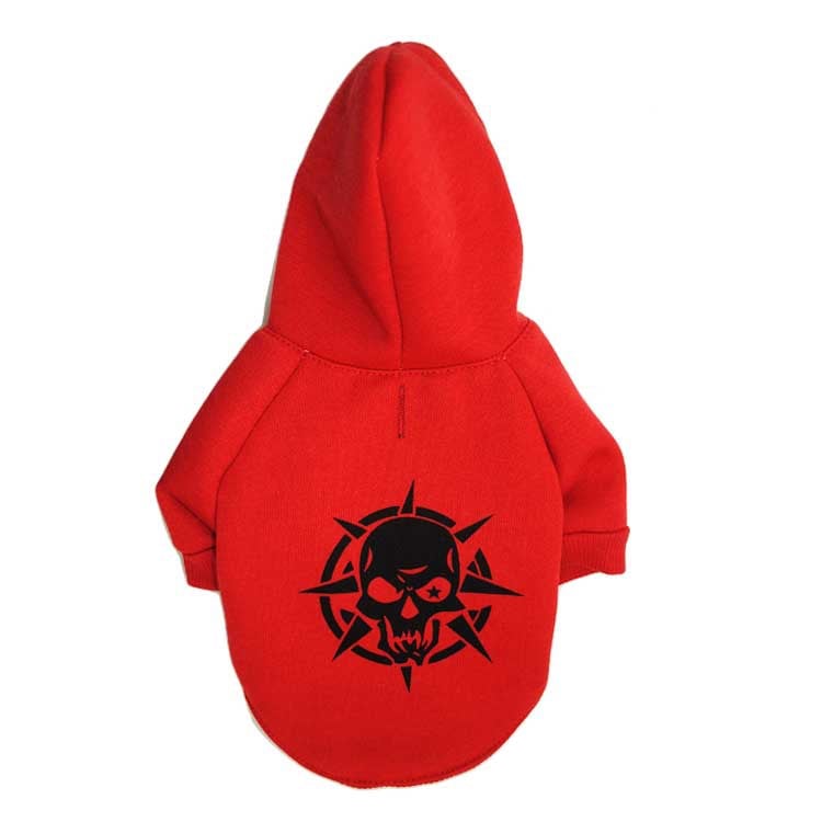 Hooded Fleece Pet T-Shirt with Scary Skull Design