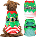 Christmas Dog Pajamas, Winter Warm Cute Holiday Theme Dog Onesie Jumpsuit Stretchy Doggie Sweater Puppy Clothes Outift Xmas Tiny Pet PJS for Small Dogs Cat Apparel (Green, X-Large)