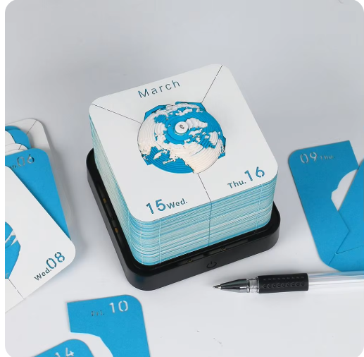 Bloc de Notas Calendario Astronauta 3D Tierra con Luz LED