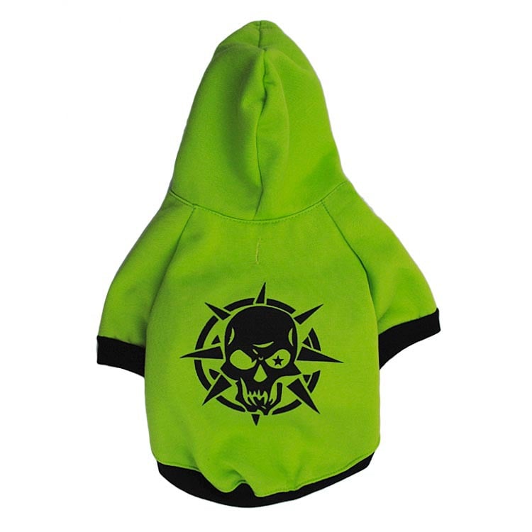 Hooded Fleece Pet T-Shirt with Scary Skull Design