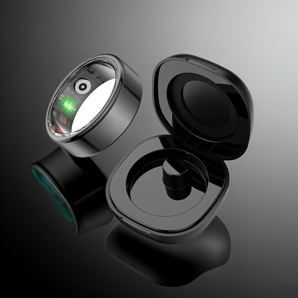-R02 Smart Ring with Charging Case for Men Women, Battery Life, 39 Days, Health Monitor, 5ATM Waterproof, Multi-Sport Mode