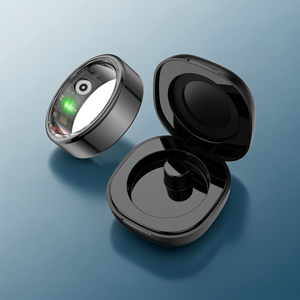 -R02 Smart Ring with Charging Case for Men Women, Battery Life, 39 Days, Health Monitor, 5ATM Waterproof, Multi-Sport Mode